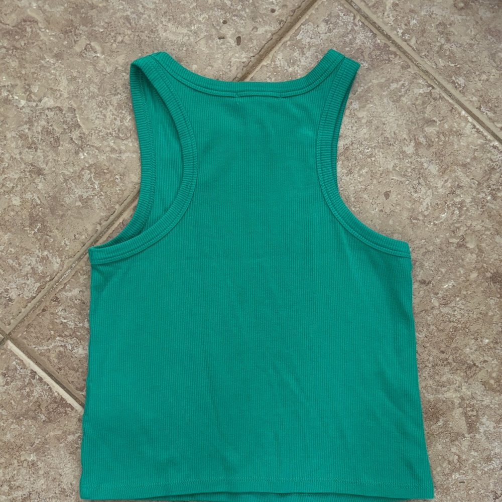 Green Ribbed Tank Top - Picture 2 of 2